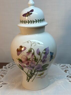 VTG Portmerion Botanic Garden 13" Lidded Ginger Jar Sweet Pea Rare Britain